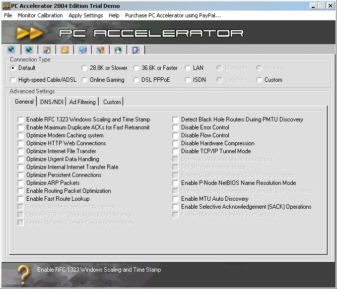 PC Accelerator 2005 Edition - A powerful tweaking and performance tool.