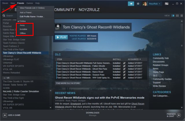 How to Hide Activity in Steam