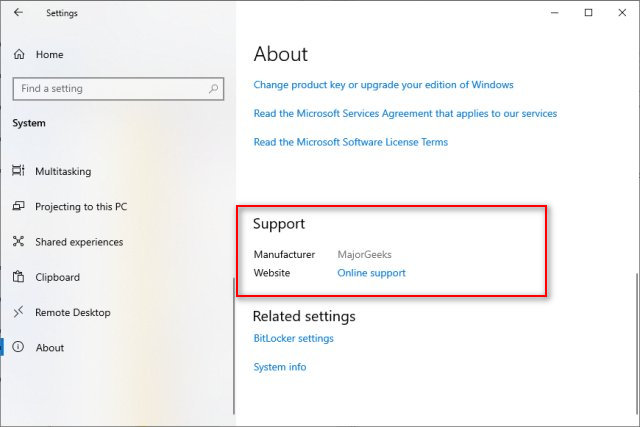 How To Add Edit Or Change Oem Information In Windows 10 Majorgeeks