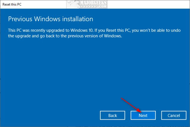 Click on Reset