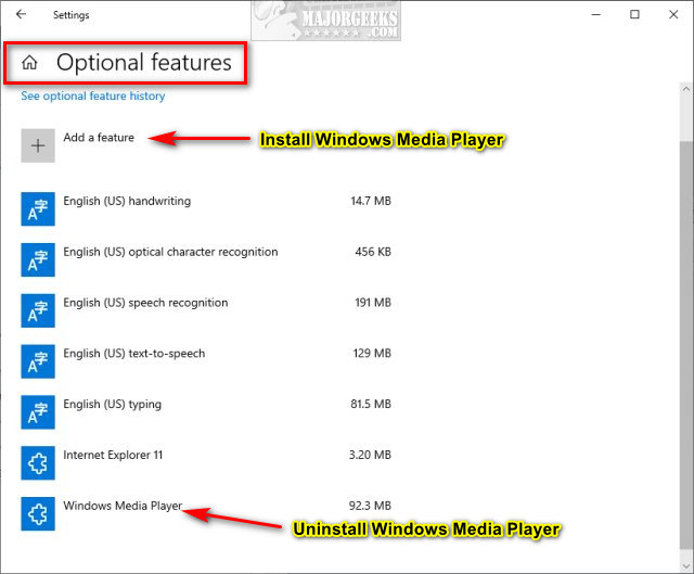 yermo tubo brindis How to Install or Uninstall Windows Media Player in Windows 10 - MajorGeeks