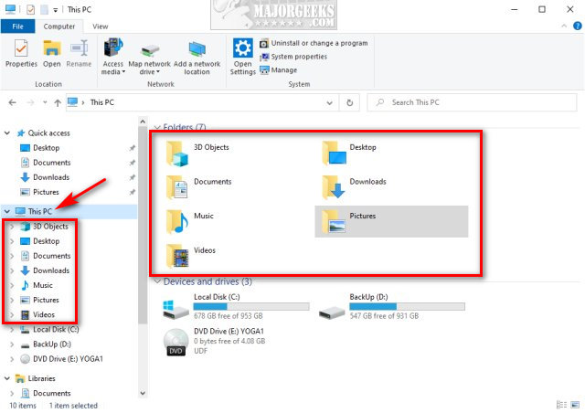 How To Move Your Desktop 3d Objects Downloads Pictures Music And Video Folder Locations In Windows 10 Majorgeeks