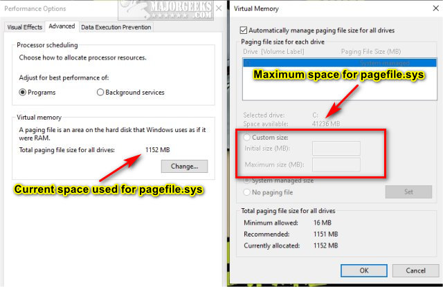 System managed size
