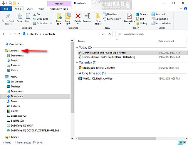 How to Move Libraries Above or Below This PC in File Explorer - MajorGeeks