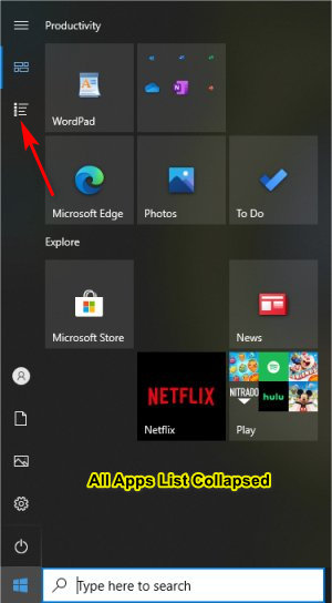 How to Collapse or Hide Apps List in Windows 10 Start Menu - MajorGeeks