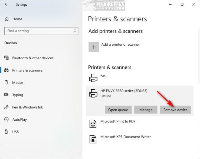 How Remove a Printer in Windows 10 & 11 - MajorGeeks