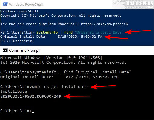 windows 10 os install date