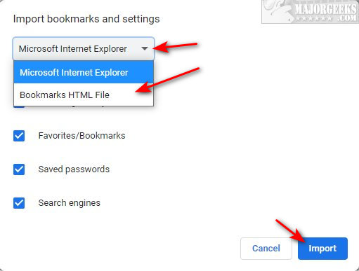 Export or Import Google Chrome Bookmarks to HTML - MajorGeeks