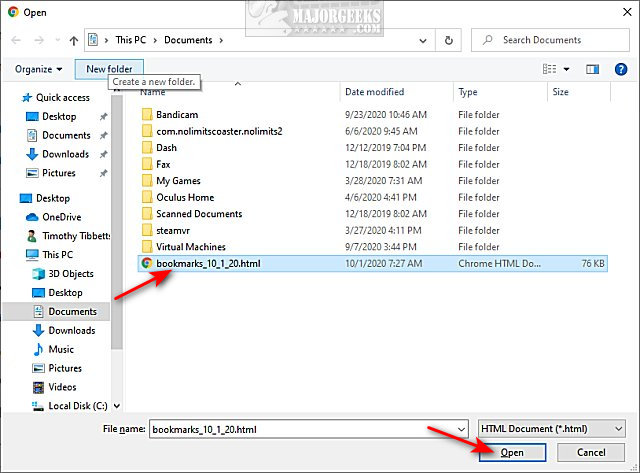 Export or Import Google Chrome Bookmarks to HTML - MajorGeeks