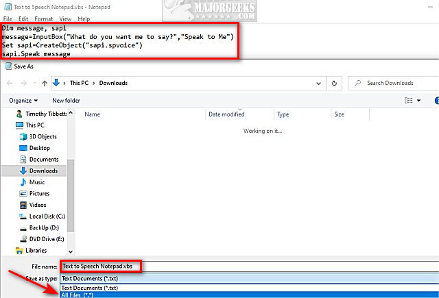 Convert Text to Speech With Notepad - MajorGeeks