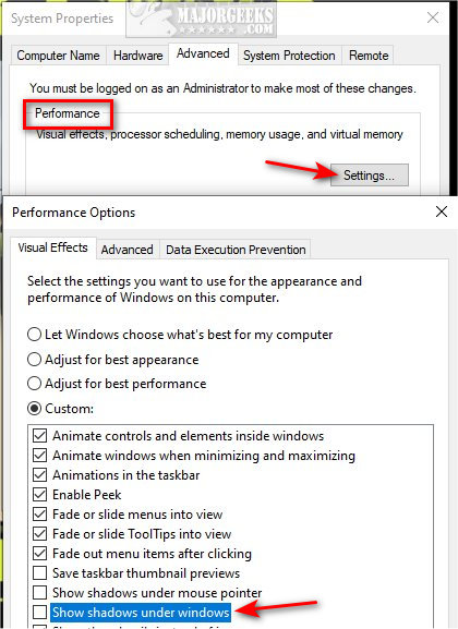 How to Disable Window Shadows in Windows 10 & 11 - MajorGeeks