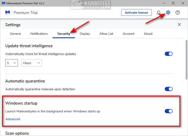 disable malwarebytes premium trial