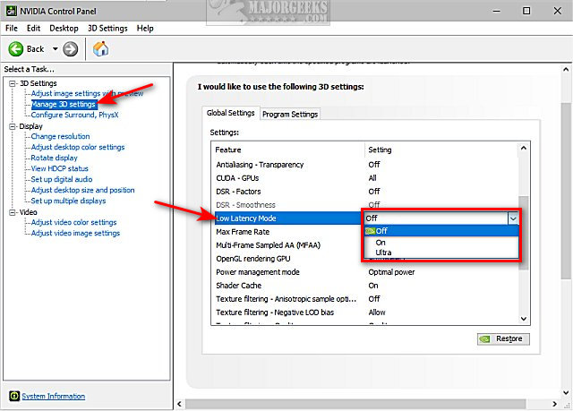 How To Enable Nvidia Ultra Low Latency Mode Majorgeeks