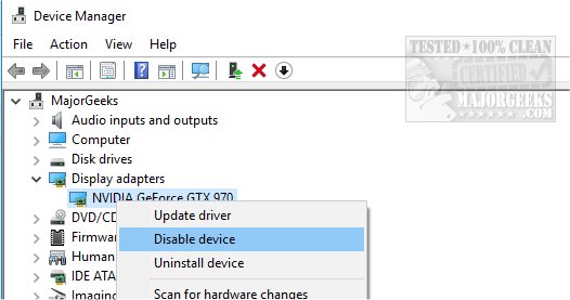 Disable Device Code Code 22 - This Device Is Disabled - MajorGeeks