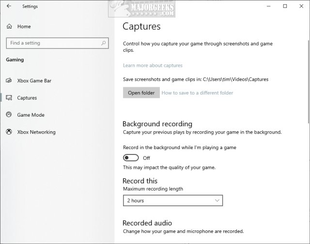 Elasticity Playwright Pensive How to Disable Game Recording and Broadcasting in Windows 10 & 11 -  MajorGeeks