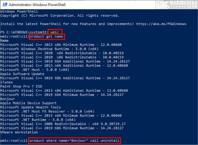 How to Uninstall Programs With PowerShell or Command Prompt in Windows 10 &  11 - MajorGeeks