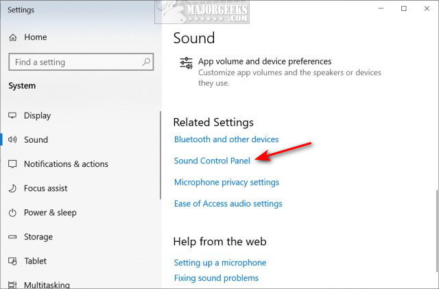 windows sound control panel