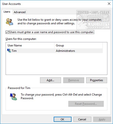 How to Disable the Windows 10 Login Screen - MajorGeeks