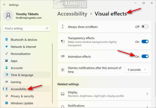 How to Enable or Disable Animation Effects in Windows 11 - MajorGeeks