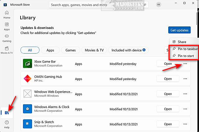 How to Pin Any Microsoft Store App or Game to the Start Menu or