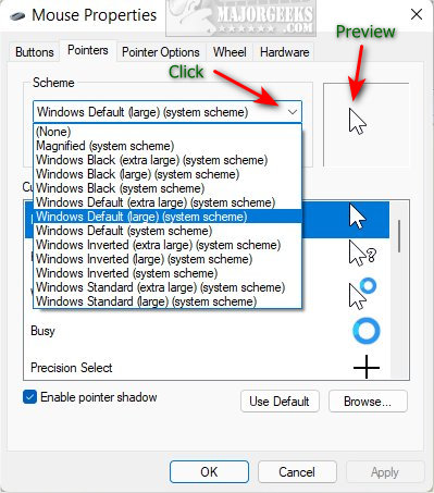 How to change mouse cursor using powershell script on windows 11