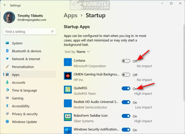 How to Disable or Enable Startup Apps in Windows 11 - MajorGeeks