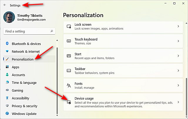 How to Change Your Device Usage in Windows 11 - MajorGeeks
