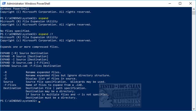 extract zip command line windows 10