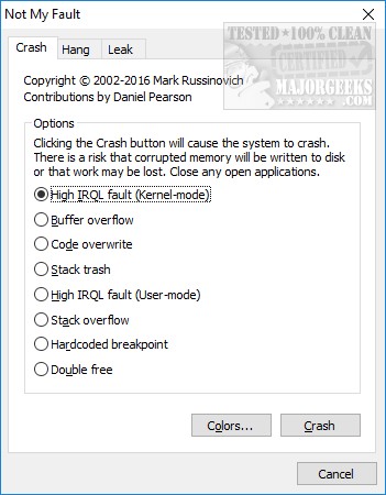 How-to Generate a Blue Screen of Death (BSOD) on Windows - MajorGeeks