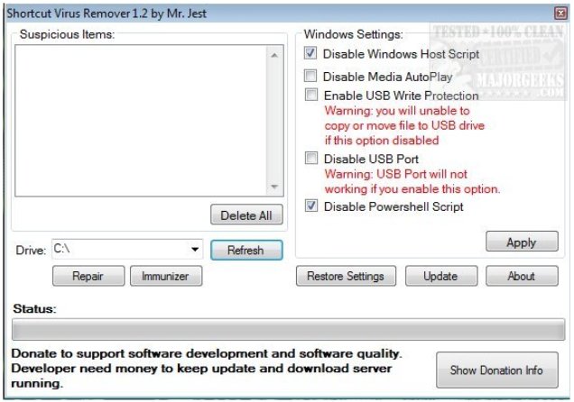 shortcut virus remover v3.1 from usb or pc free download