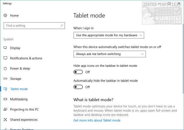 What you change depends on whether you prefer Desktop or Tablet mode ...