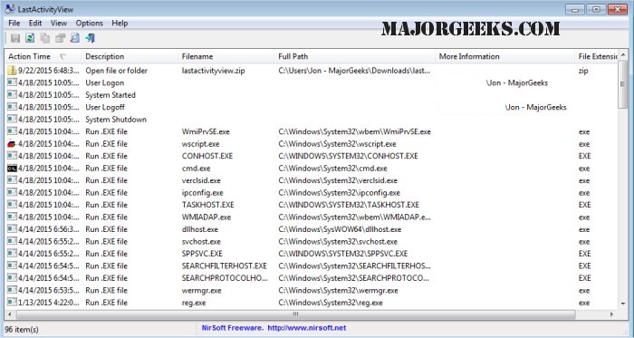 Download LastActivityView - MajorGeeks