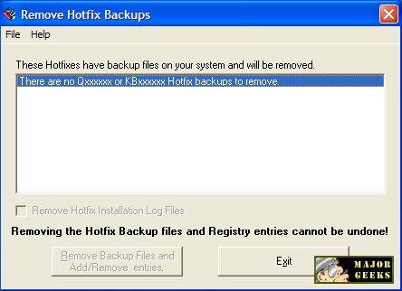 Download Remove Hotfix Backup Files 2.1.6 - MajorGeeks