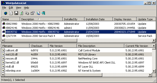 Patch List Download WinUpdatesList 1.33 - MajorGeeks