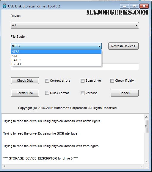 Download USB Disk Storage Format Tool MajorGeeks