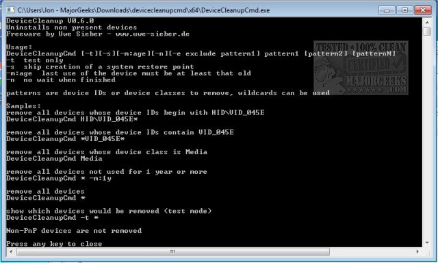 Download Device Cleanup Cmd - MajorGeeks