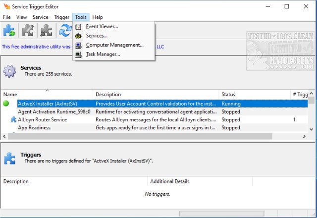 Download Download Service Trigger Editor – MajorGeeks