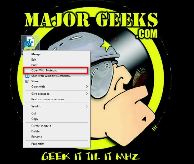 add open with notepad to context menu