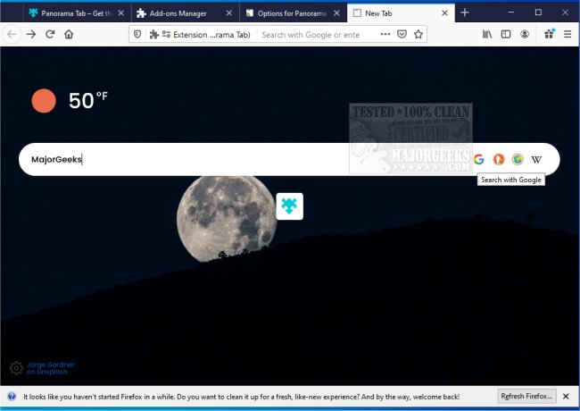 Download Panorama tab for Chrome, Firefox and Edge 2.0.0