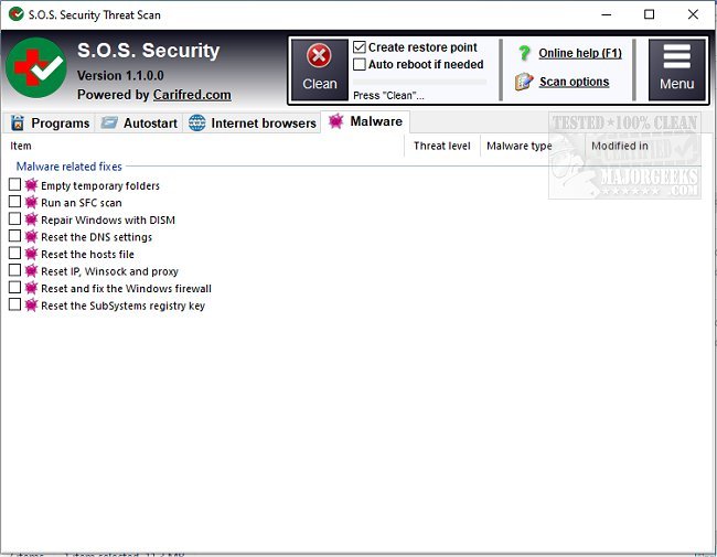 S.O.S Security Suite Interface