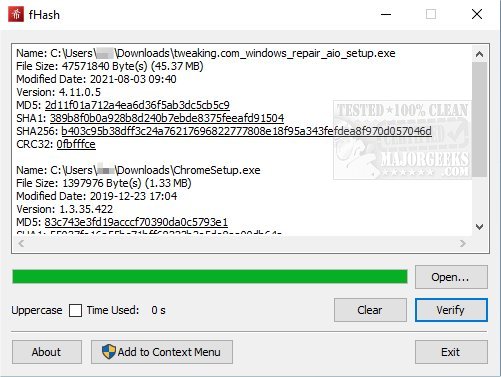 Download fHash 3.11.18.0 / 2.4.0 - MajorGeeks