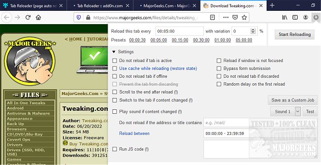 Download Download Tab Reloader for Chrome, Firefox, Edge and Opera