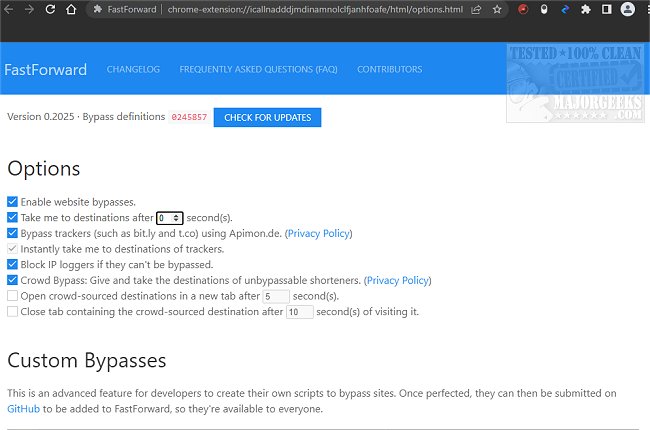 Download FastForward for Chrome, Firefox, and Edge 0.2376 - MajorGeeks
