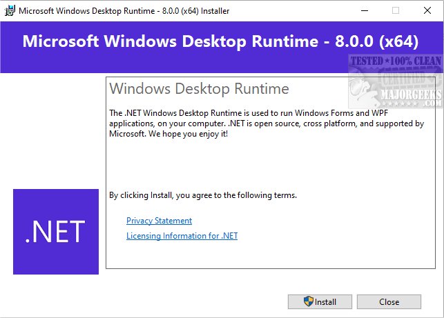 Download Download the Microsoft .NET Desktop Runtime