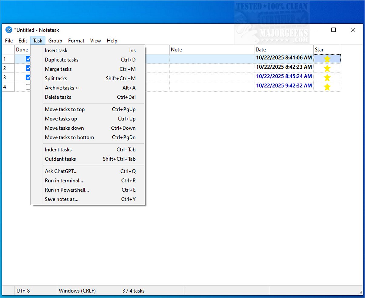 Download Notetask 1.1.5 - MajorGeeks