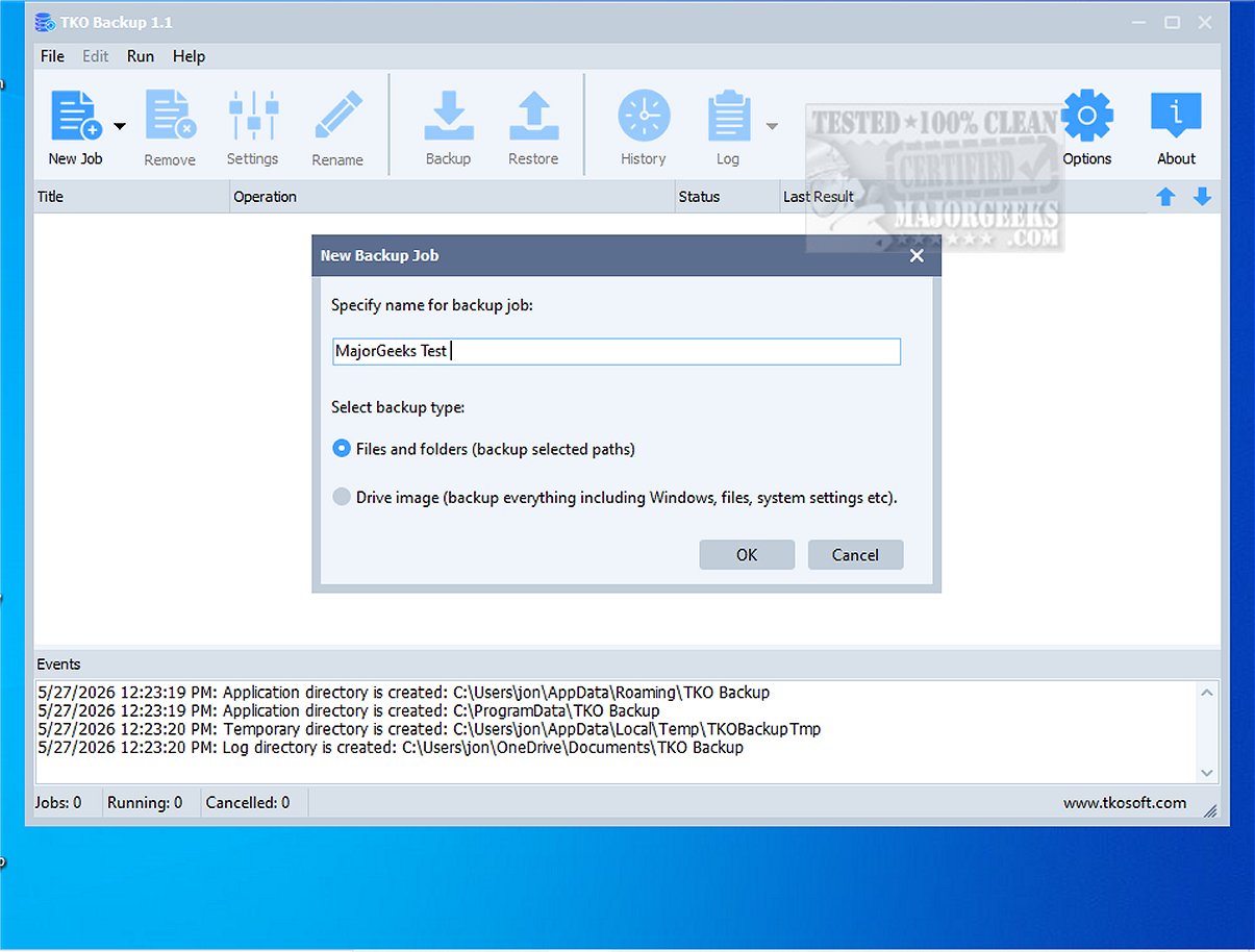 TKO Backup Screenshot