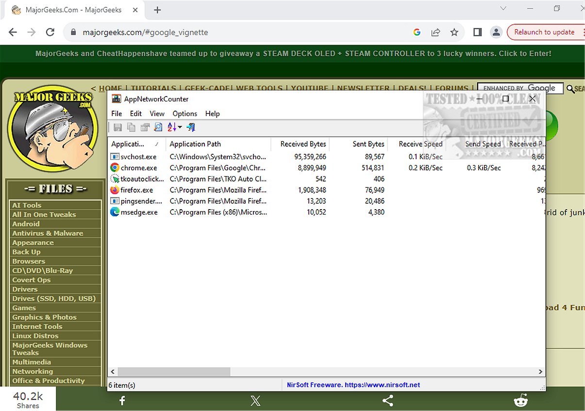 Download AppNetworkCounter 1.60 - MajorGeeks
