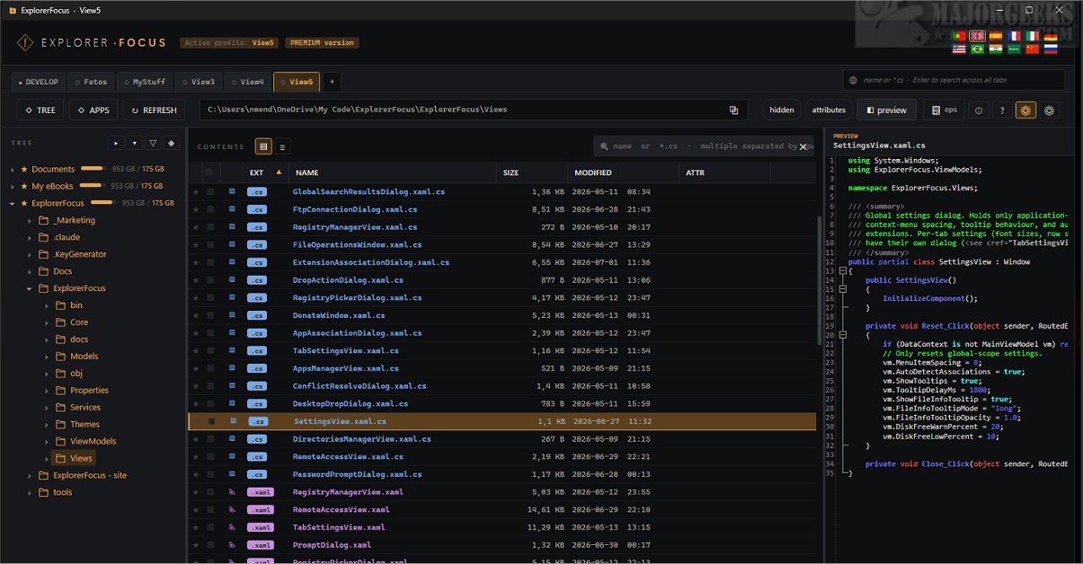 ExplorerFocus Interface