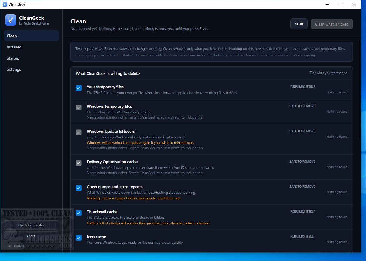 Download CleanGeek 1.0.5 - MajorGeeks