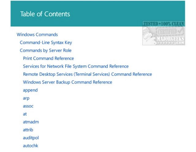 Microsoft Windows Commands Is An A To Z Pdf Of Available Windows Commands Majorgeeks